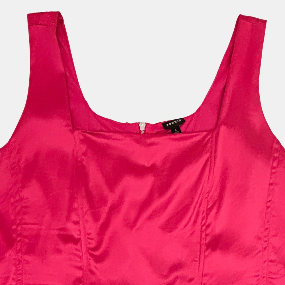 Torrid Satin Sleeveless Corset Top Plus Size 4X Hot Pink Peacock Party Date - Picture 4 of 7